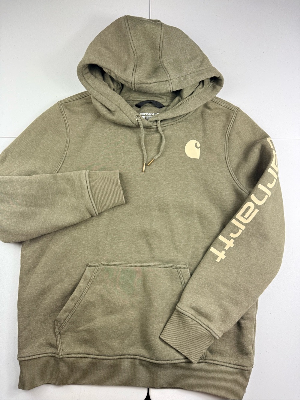 Carhartt Olive Green Logo Hooded Sweatshirt